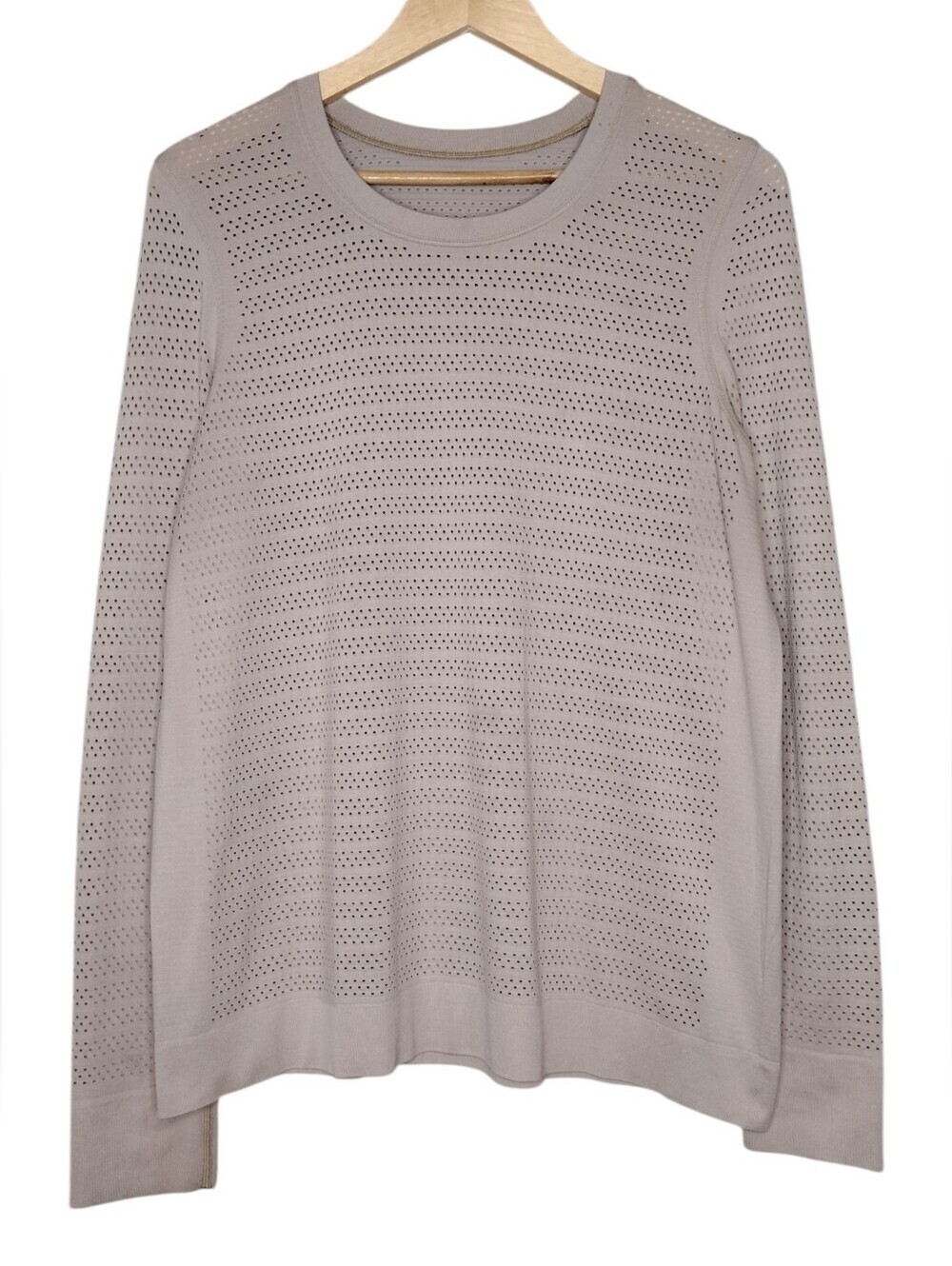 lululemon athletica Breeze Light Taupe Perforated Long Sleeve Pullover Sz 10